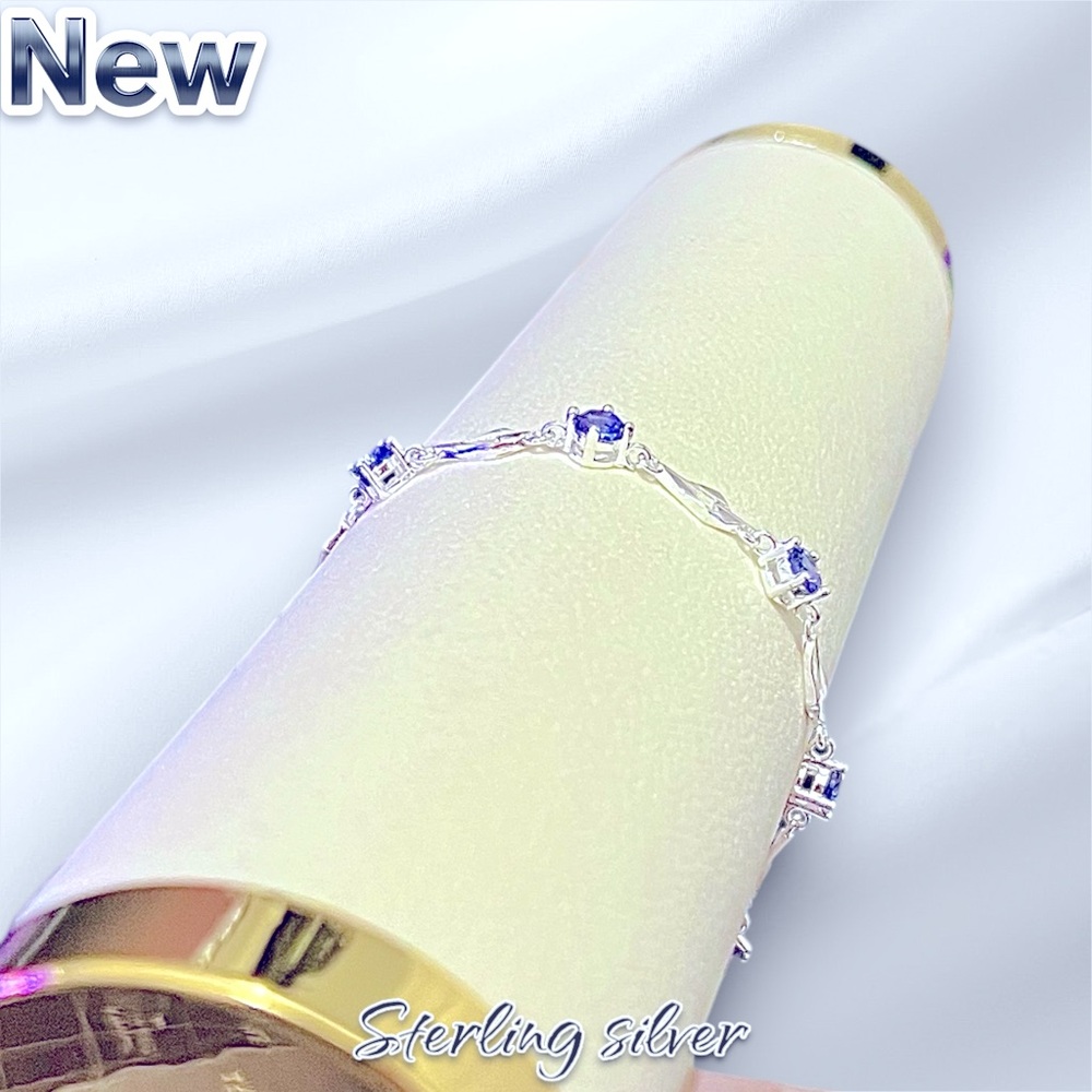 New .925 Sterling Silver Purple Amethyst Bracelet - Picture 7 of 14